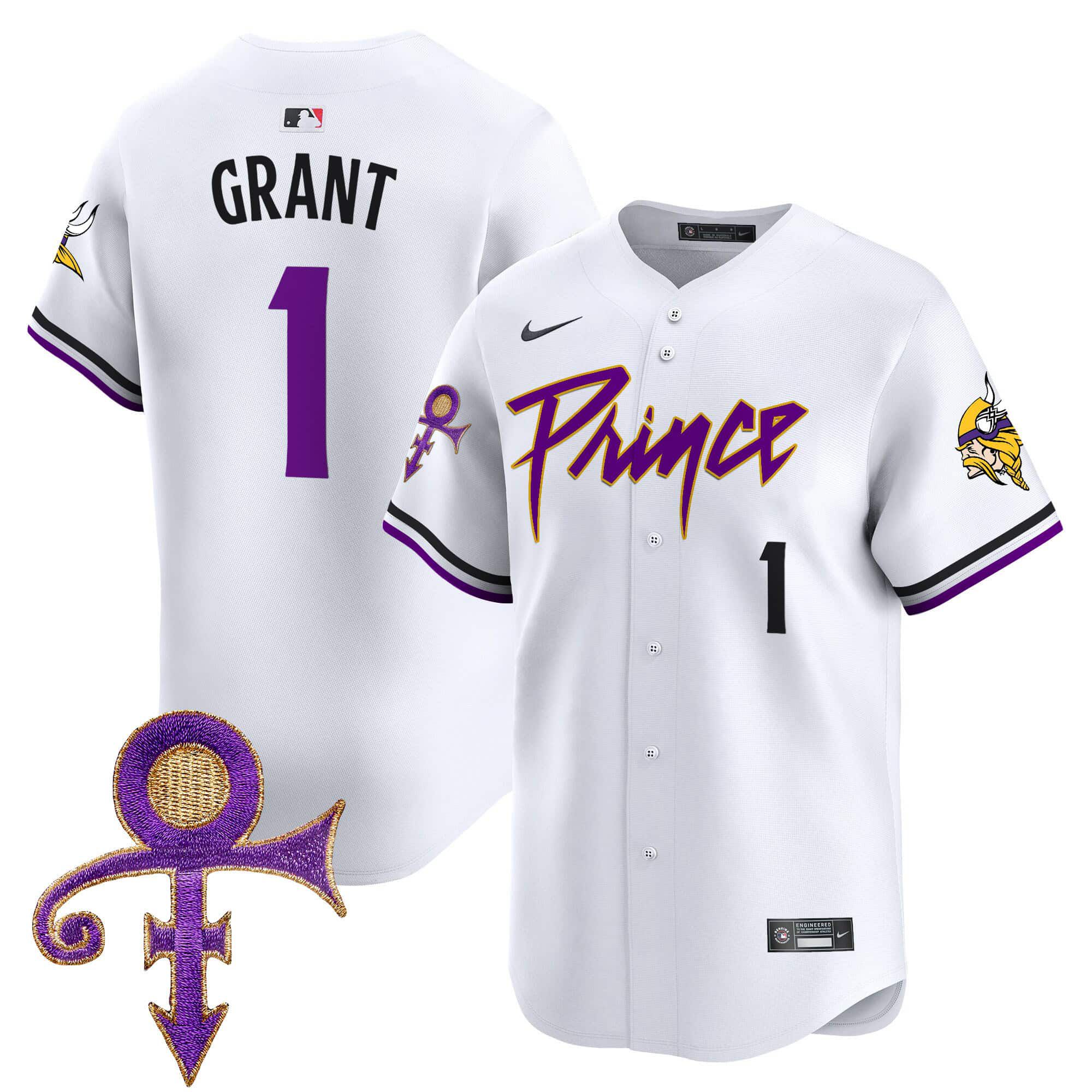 Men Minnesota Vikings #1 Grant White 2024 Nike Prince Patch Vapor Premier Limited NFL Jersey